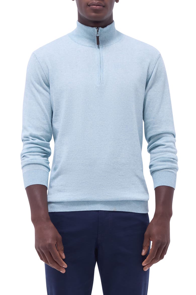 Quarter Zip Cotton & Cashmere Pullover, Main, color, CELADON