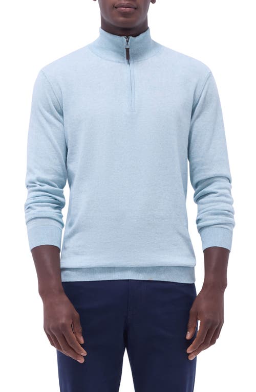 Bugatchi Quarter Zip Cotton & Cashmere Pullover In Celadon