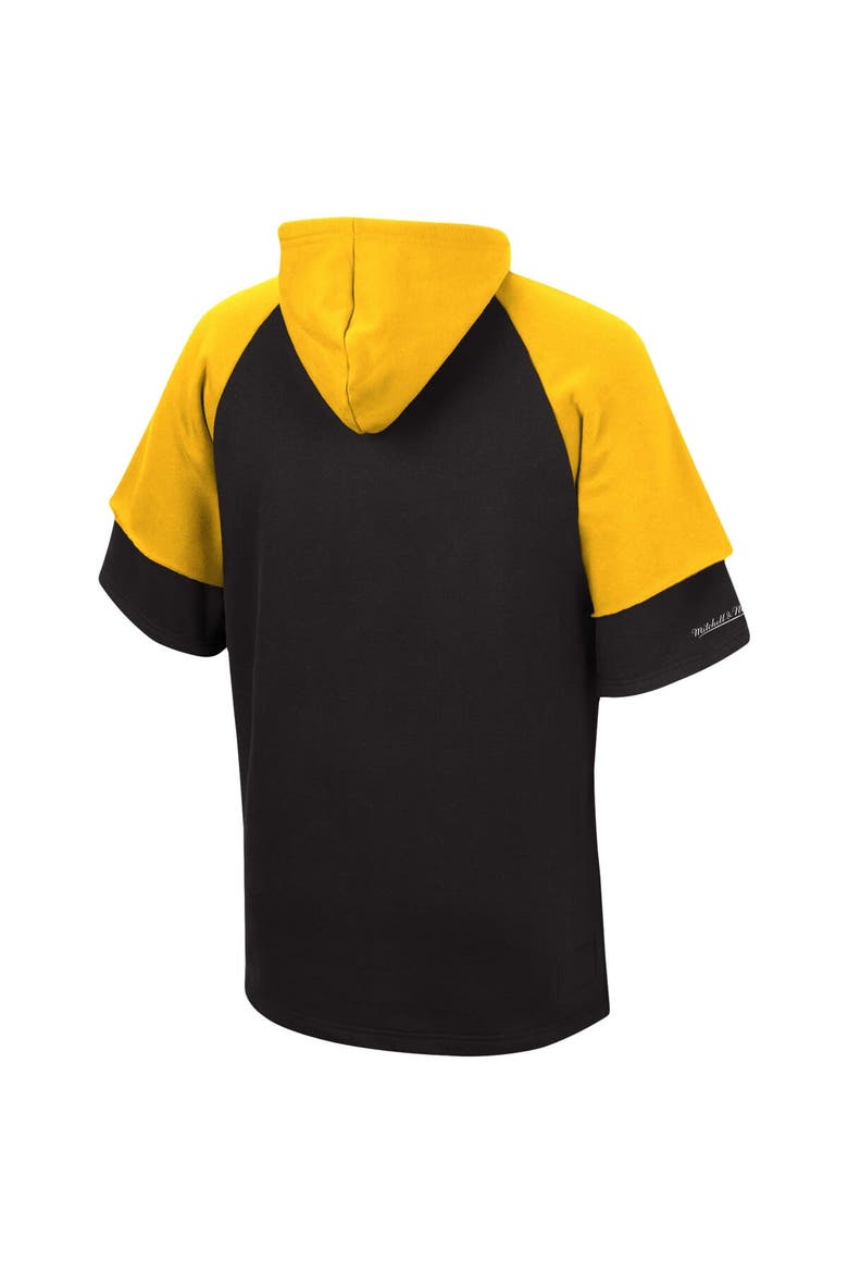Men's Mitchell & Ness Black Pittsburgh Steelers Home Advantage Raglan Short Sleeve Pullover Hoodie, Alternate, color, Black