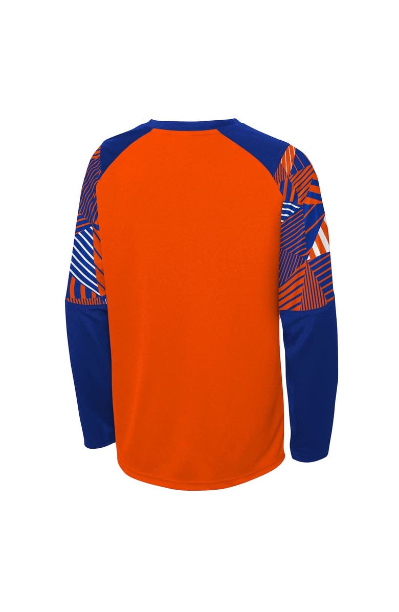 Outerstuff Youth Orange/Blue FC Cincinnati Gridiron Raglan Long Sleeve T-Shirt, Alternate, color,