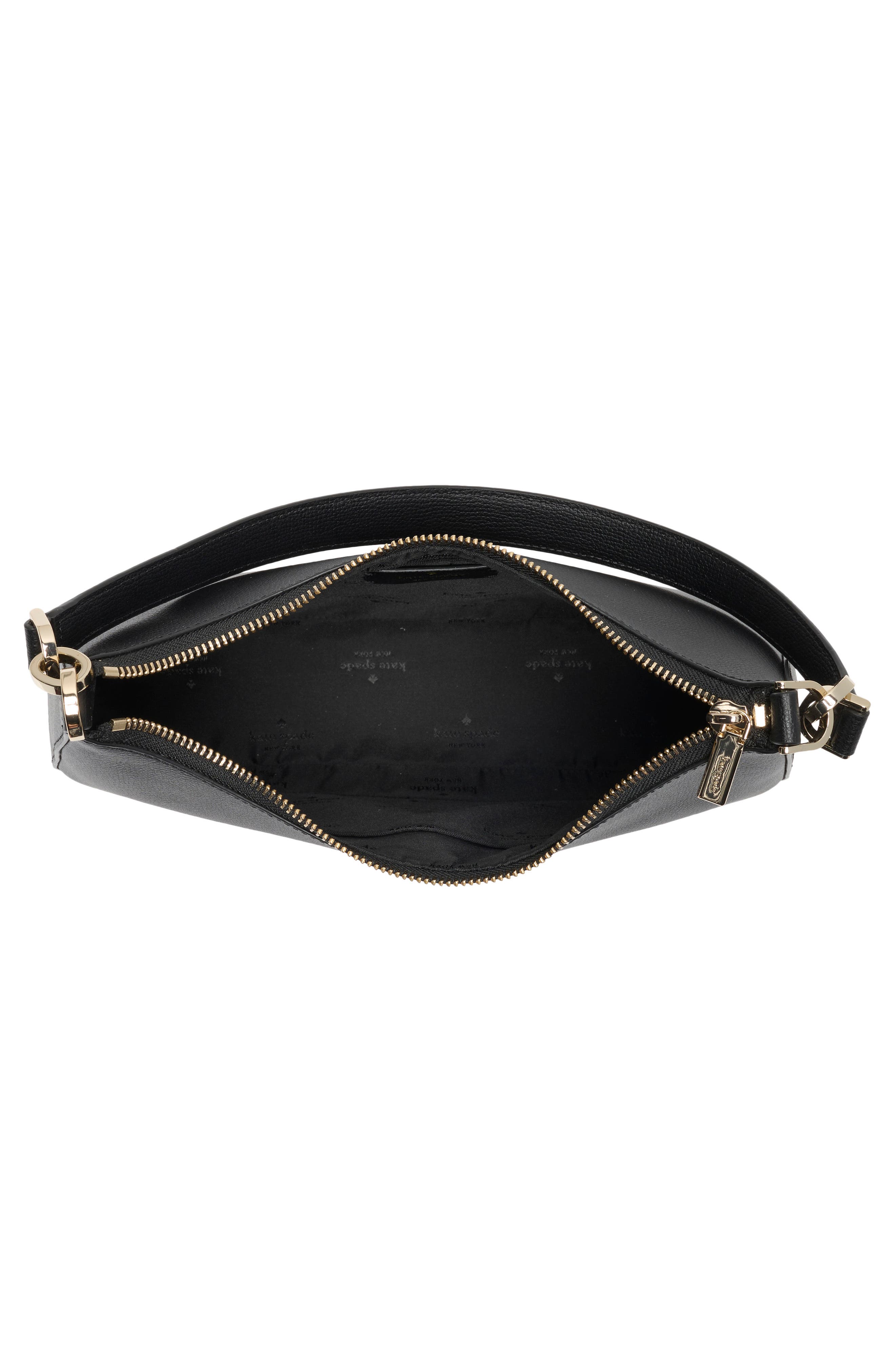 Refined Leather Shoulder Bag, Alternate, color, BLACK