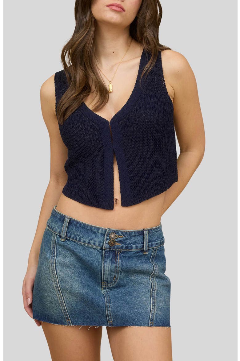 V-Neck Ribbed Tank, Main, color, NAVY