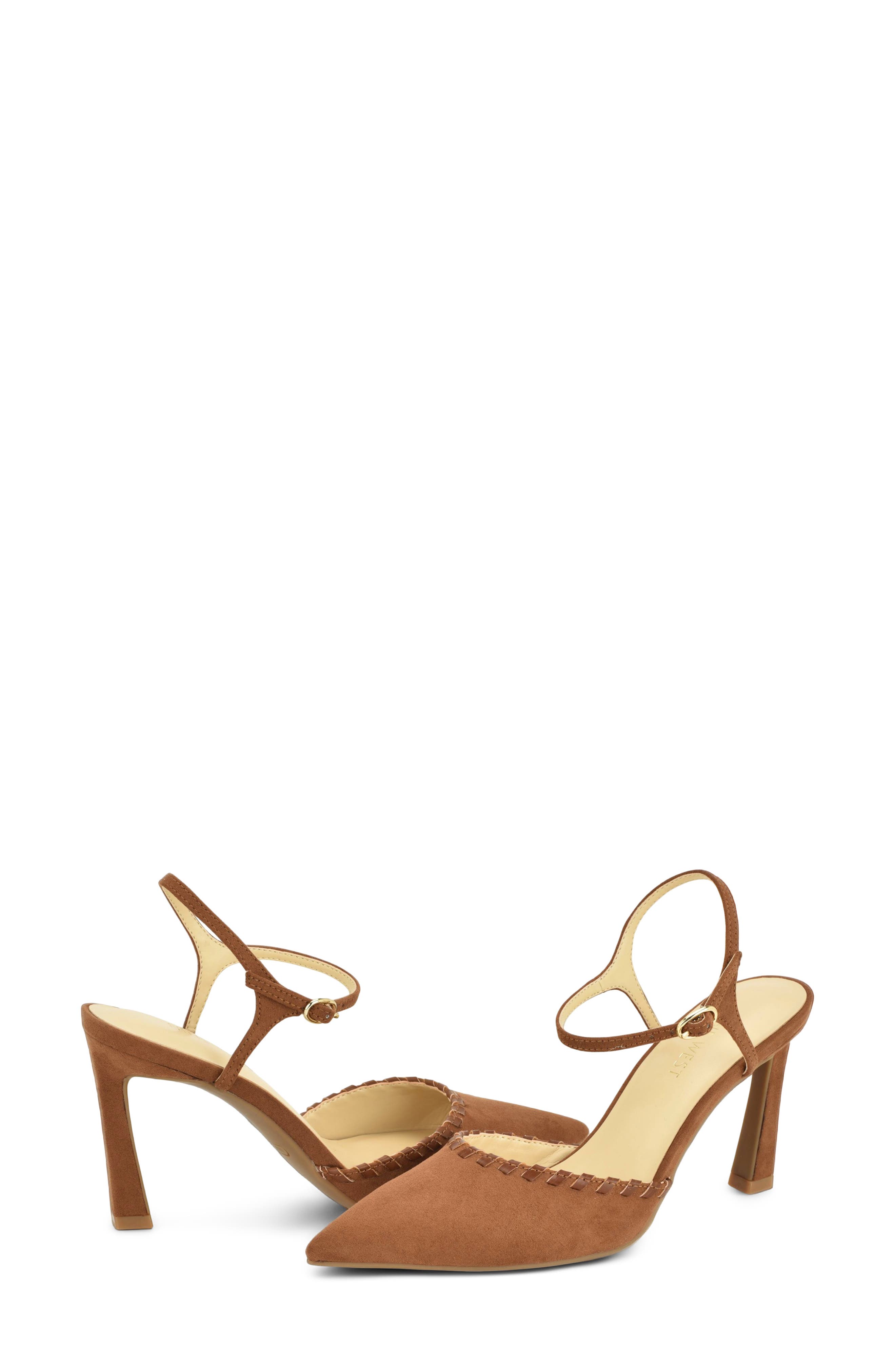 Dezo Faux Suede Pointed Toe Slingback Pump, Alternate, color, MEDIUM BROWN