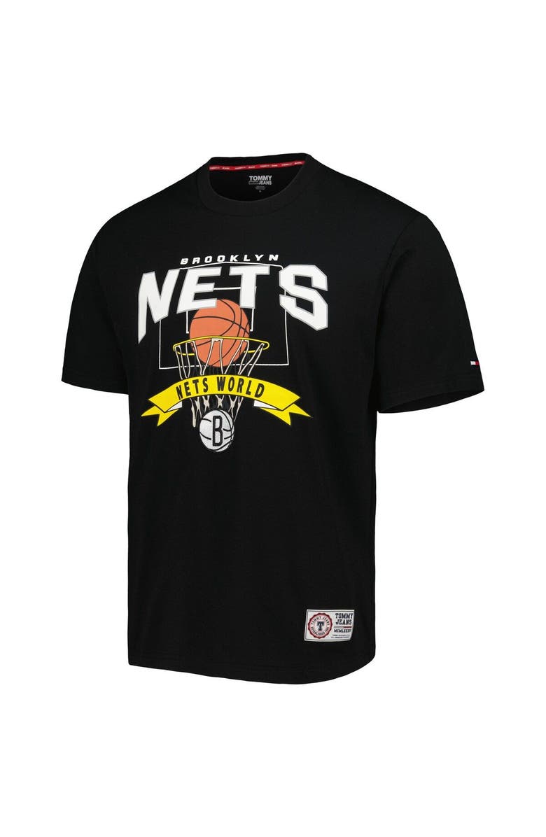TOMMY JEANS Men's Tommy Jeans Black Brooklyn Nets Tim Backboard T-Shirt, Alternate, color, Black
