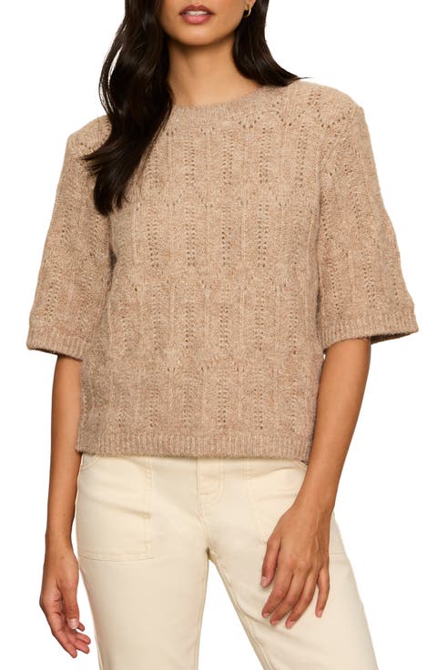 Pointelle Short Sleeve Sweater