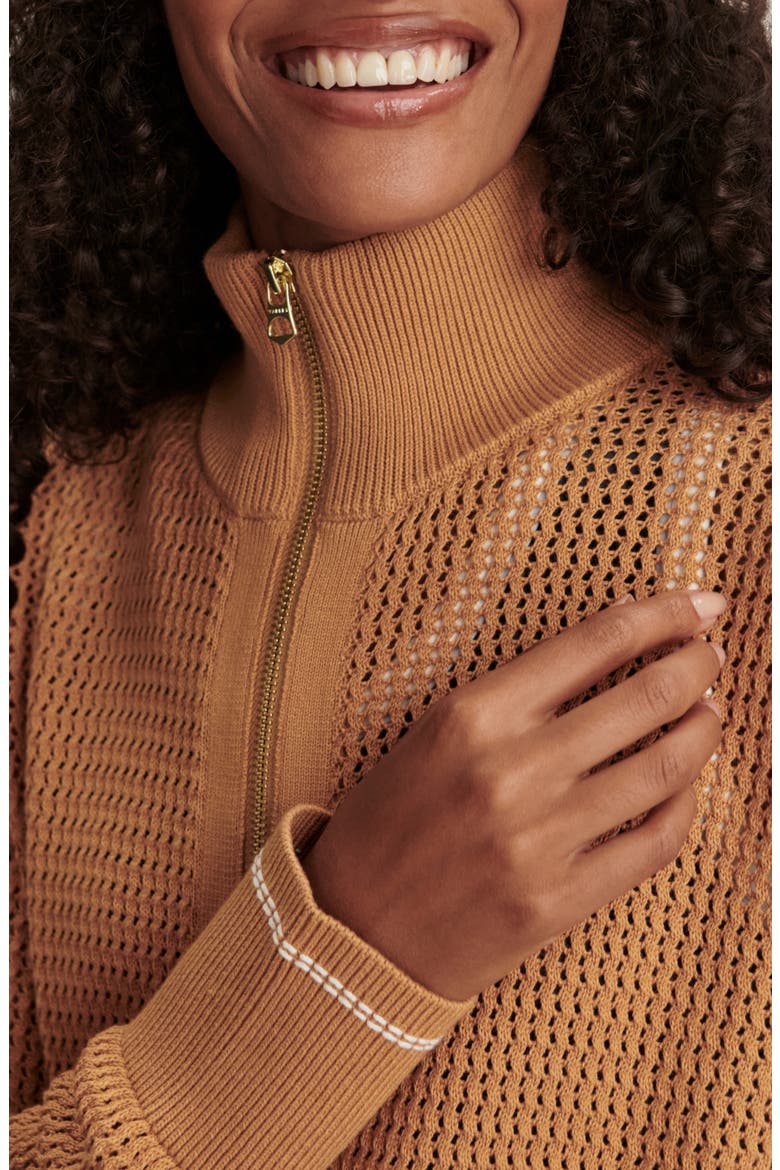 Ina Full Zip Mesh Knit Cardigan, Alternate, color, APPLE CINNAMON