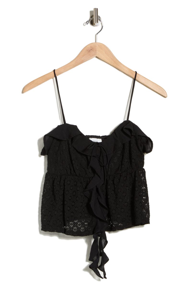Beivy Mixed Media Babydoll Top, Main, color, Black