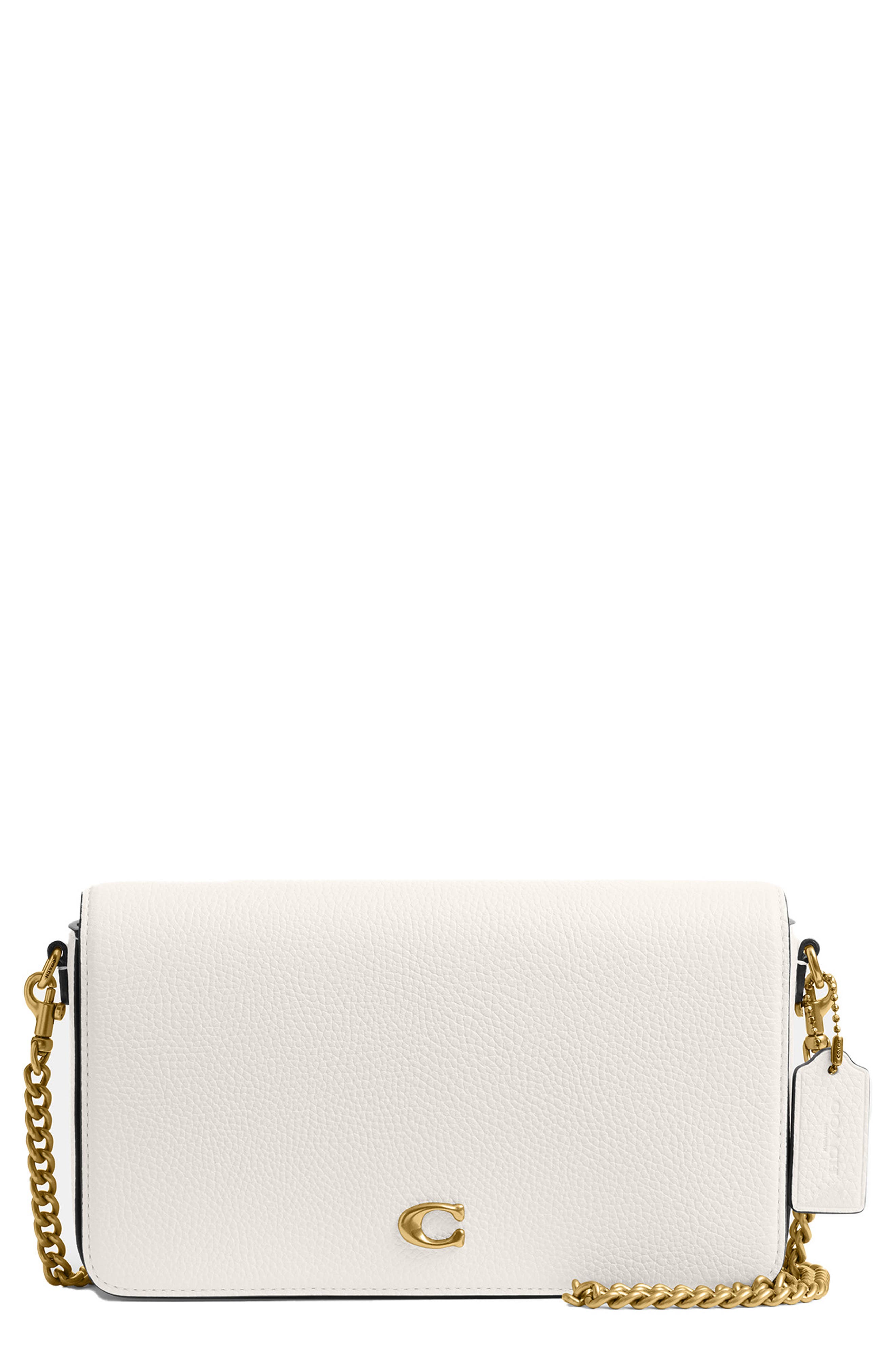 COACH Essential Polished Pebble Leather Crossbody Bag, Main, color, Chalk