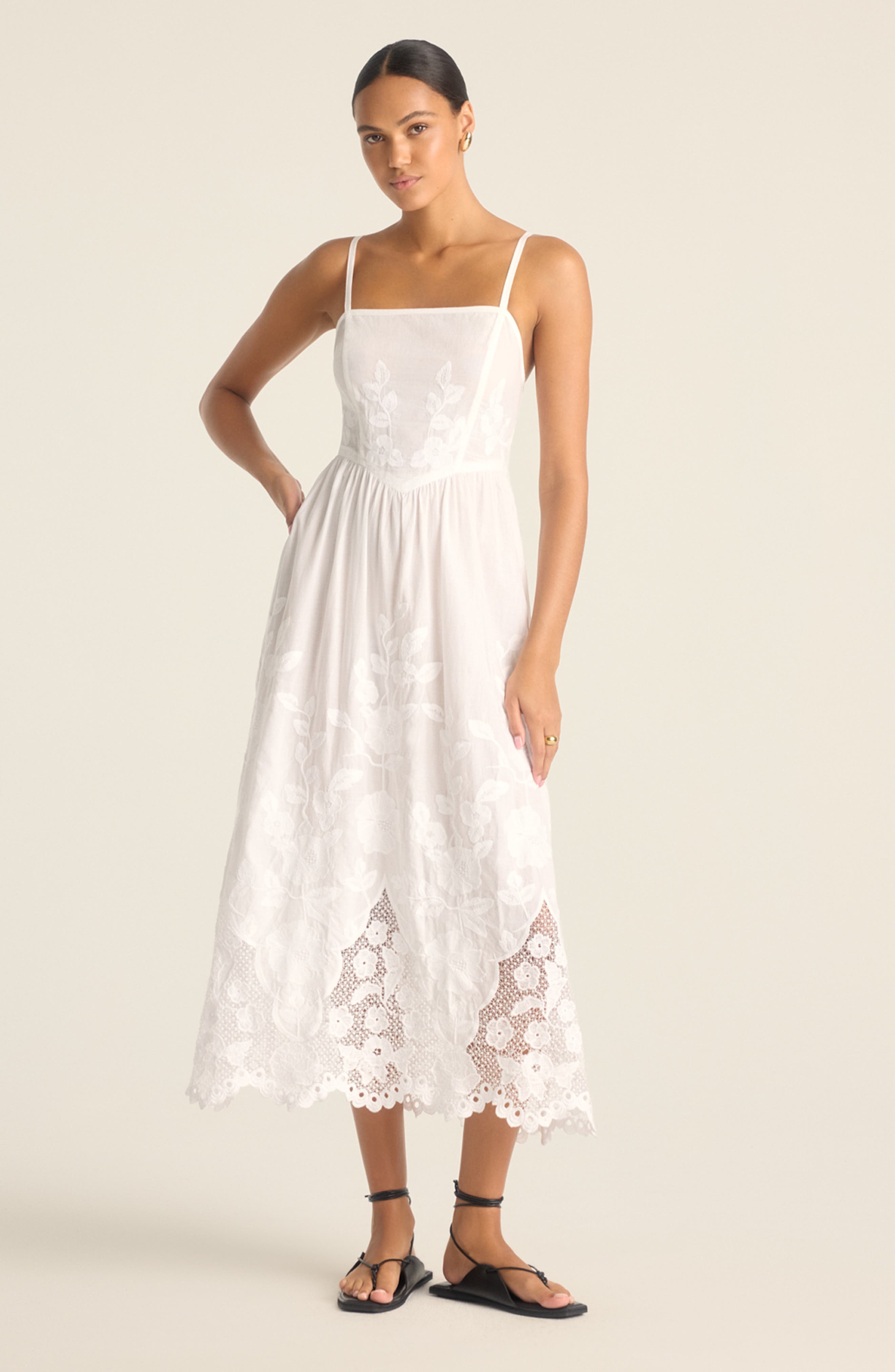 Vitamin A® Flora Embroidered Sleeveless Cover-Up Maxi Dress (Women