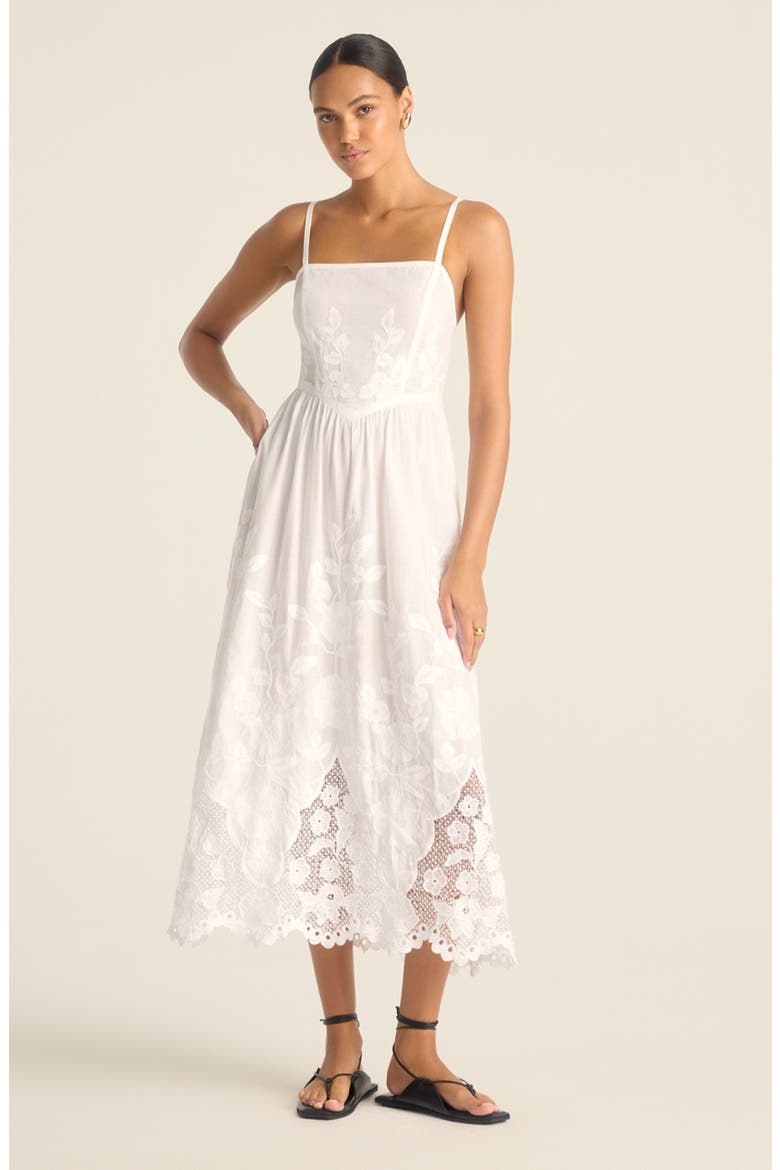 Flora Embroidered Sleeveless Cover-Up Maxi Dress, Alternate, color, WHITE