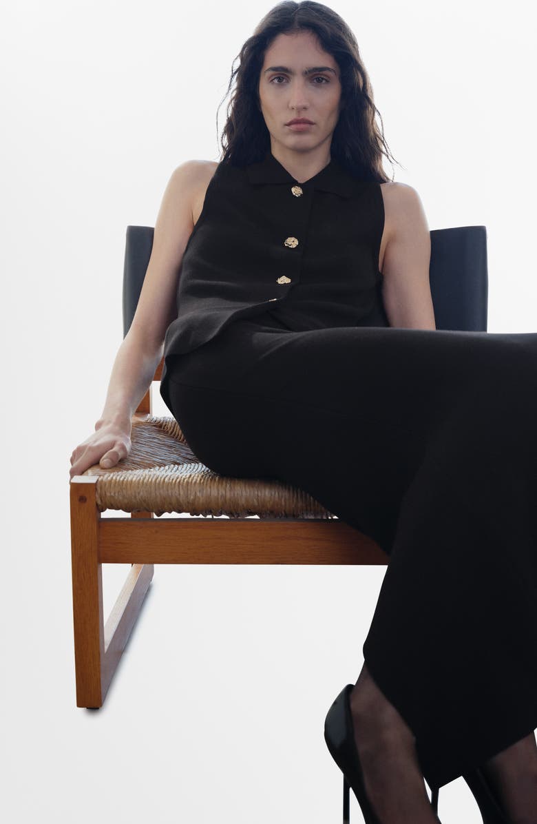 MANGO Lulu Fine Knit Midi Skirt, Alternate, color, Black