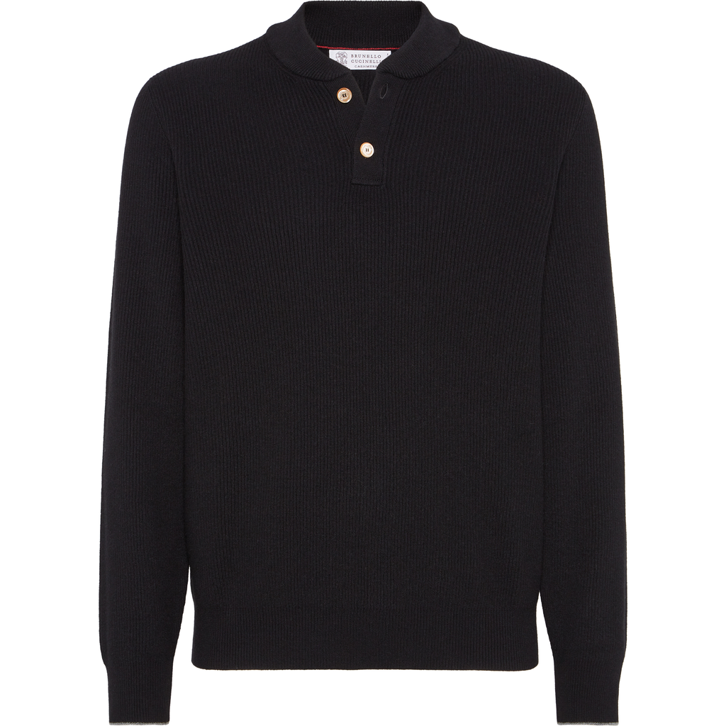 Brunello Cucinelli English Rib Knit Sweater In Black
