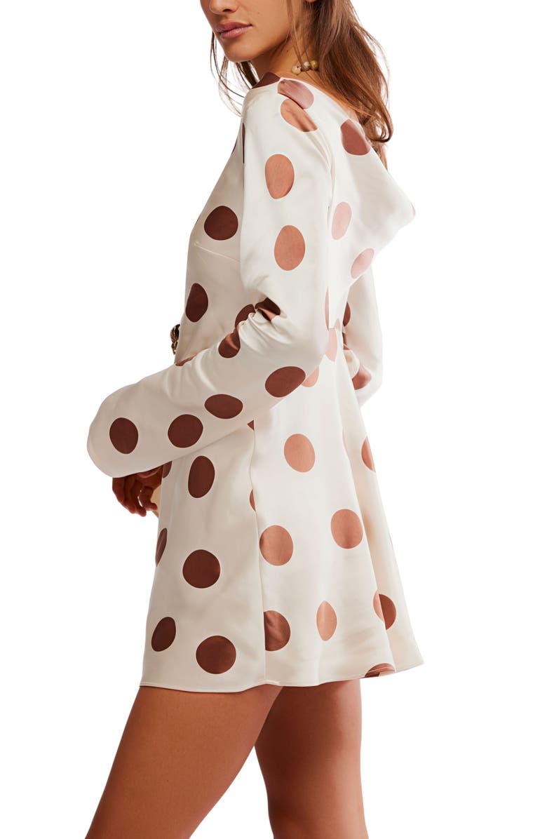 Free People Tigre Polka Dot Long Sleeve Satin Minidress, Alternate, color, Tea Combo