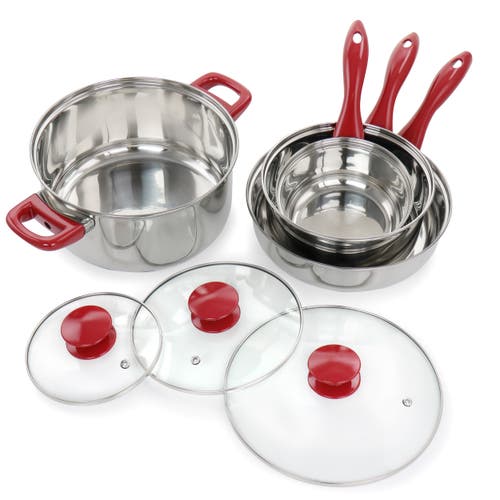 Gibson Home Crawson 7 Piece Stainless Steel Cookware Set In Silver