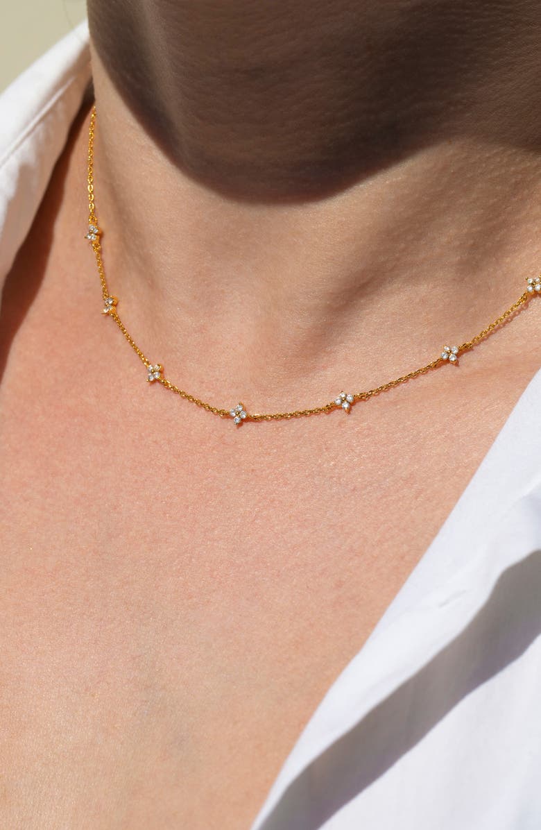 Girls Crew Shimmer Blossom Necklace, Alternate, color, Gold