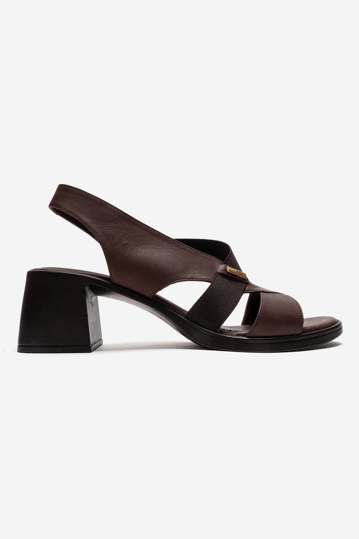Crina Elasticated Leather Chunky Heel Sandal, Alternate, color, Brown