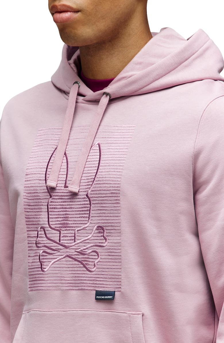 Psycho Bunny Grant Embroidery Texture Hoodie, Alternate, color, Mauve Shadows