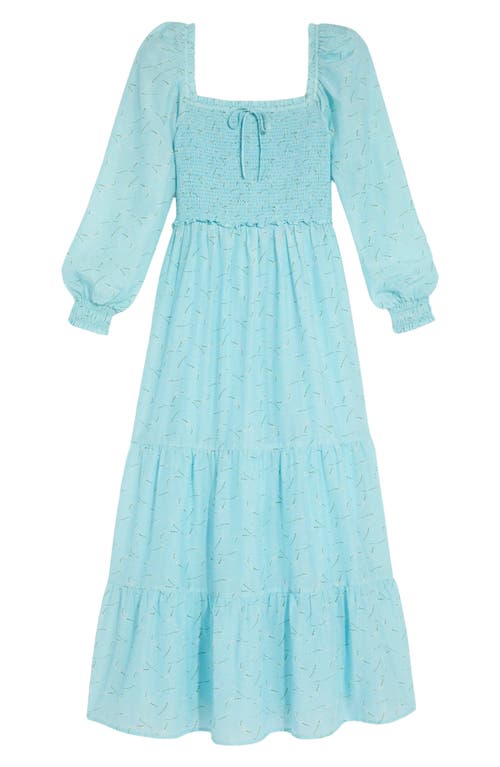 Vineyard Vines Long Sleeve Smocked Midi Dress In Blue