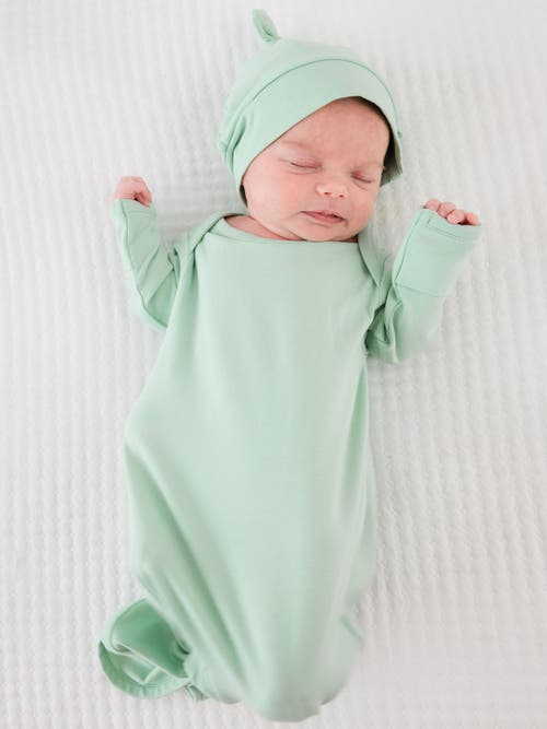 Rufflebutts Modal Blend Knotted Sleep Gown & Hat Set In Green
