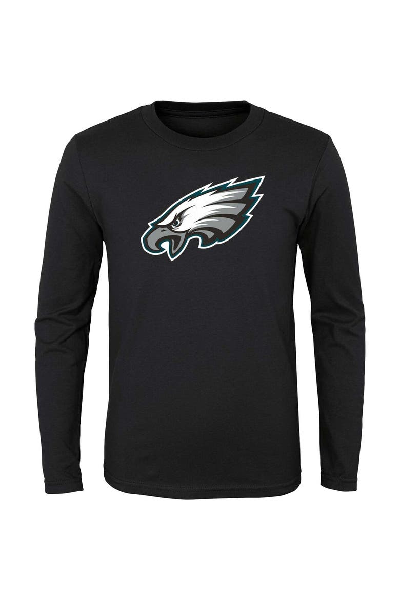 Youth Black Philadelphia Eagles Primary Logo Long Sleeve T-Shirt, Alternate, color, Black