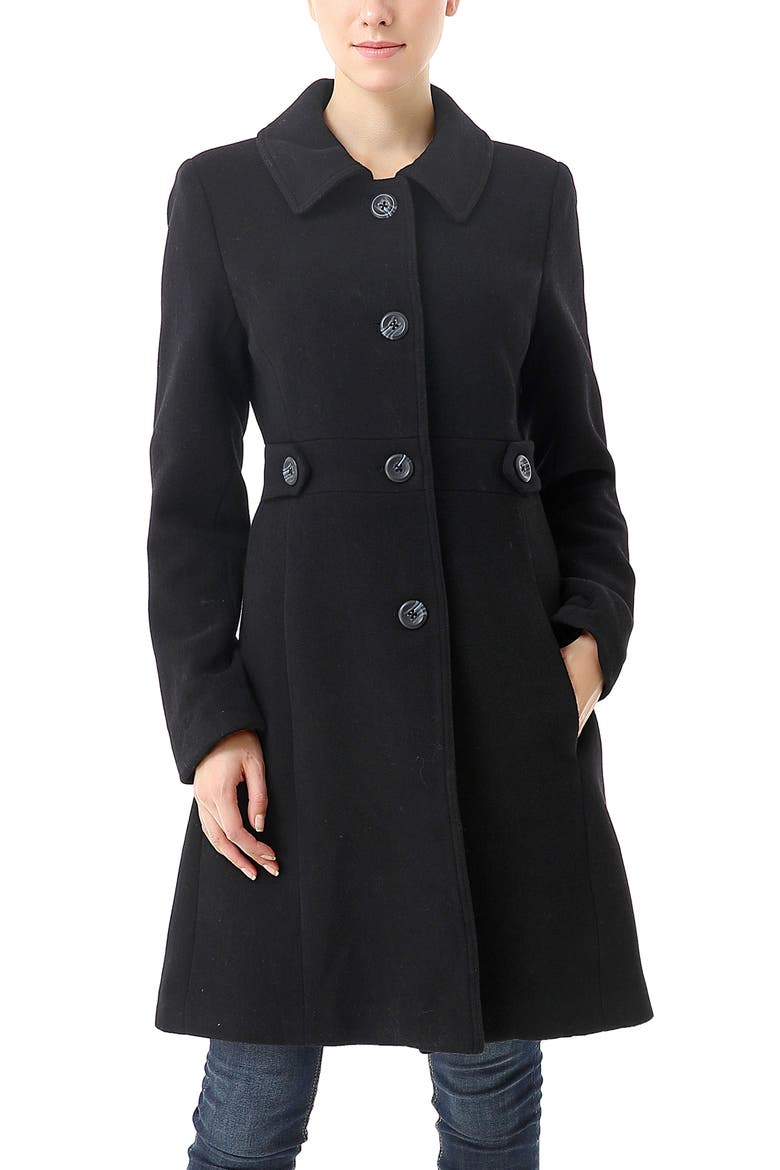 Women's Elise Wool Blend Walking Coat, Main, color, Black