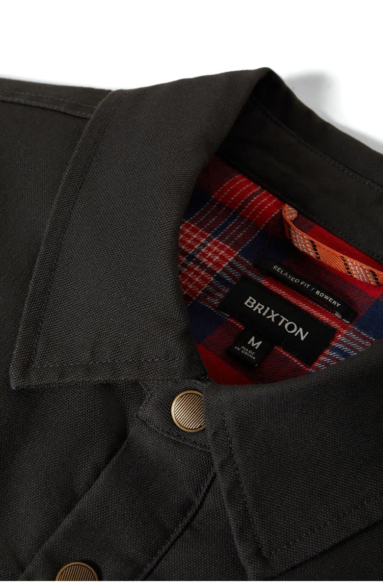 Brixton Builders Flannel Lined Overshirt, Alternate, color, Washed Black/ Red