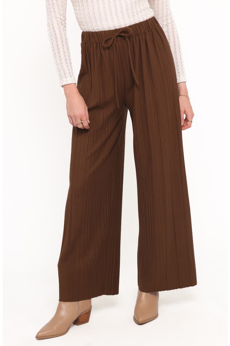 Davis Pleated Wide Leg Knit Pants, Alternate, color, BROWN