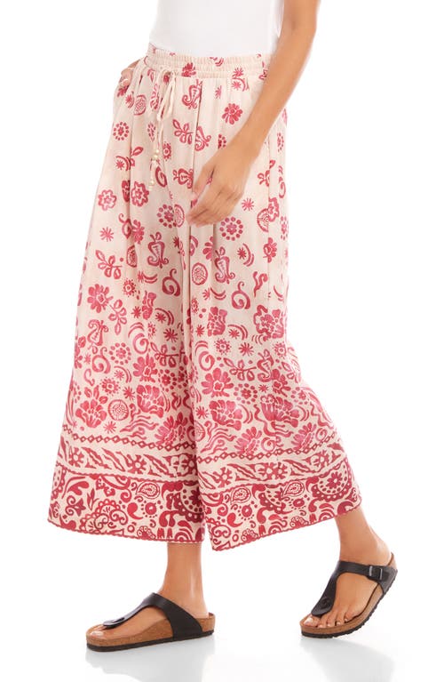 Shop Fifteen Twenty Etta Wide Leg Crop Drawstring Pants In Print