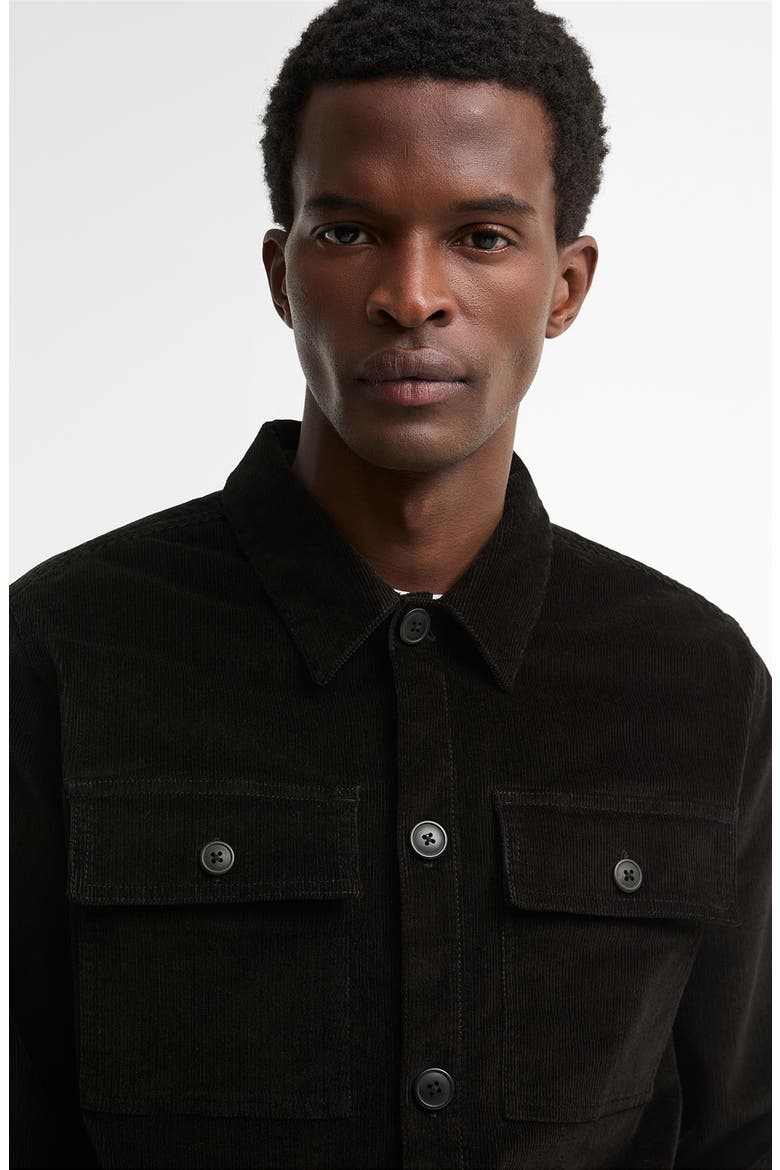 Tartan Trimmed Corduroy Shirt Jacket, Alternate, color, OLIVE