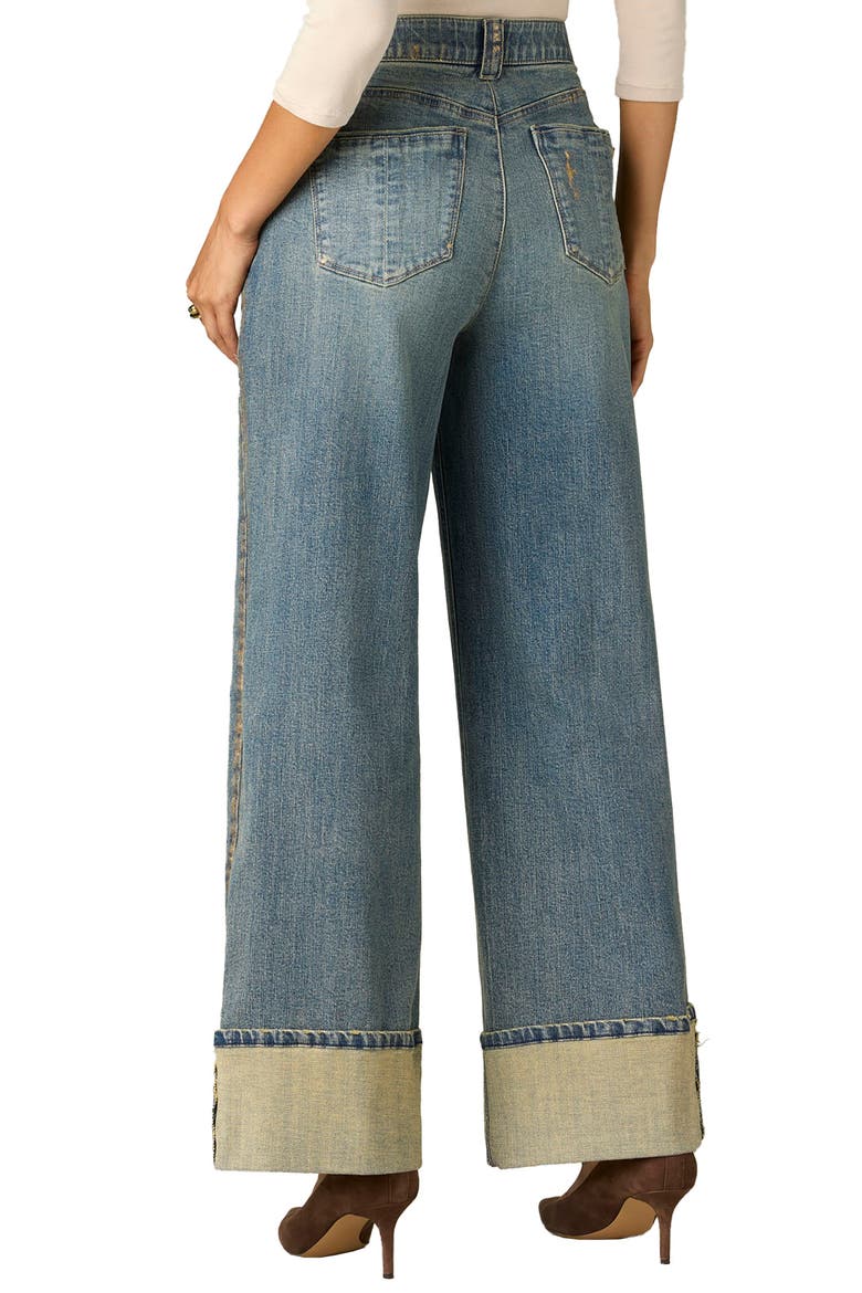 Skyrise Cuffed High Waist Wide Leg Jeans, Alternate, color, MID BLUE ARTISANAL