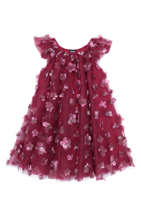 Kids' 3D Floral Appliqué Float Party Dress (Little Kid & Big Kid)