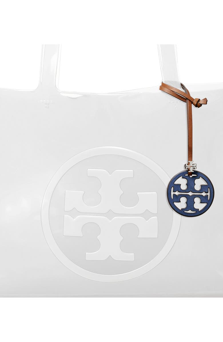 Tory Burch Miller Logo Leather Key Fob, Alternate, color, Soft Blue