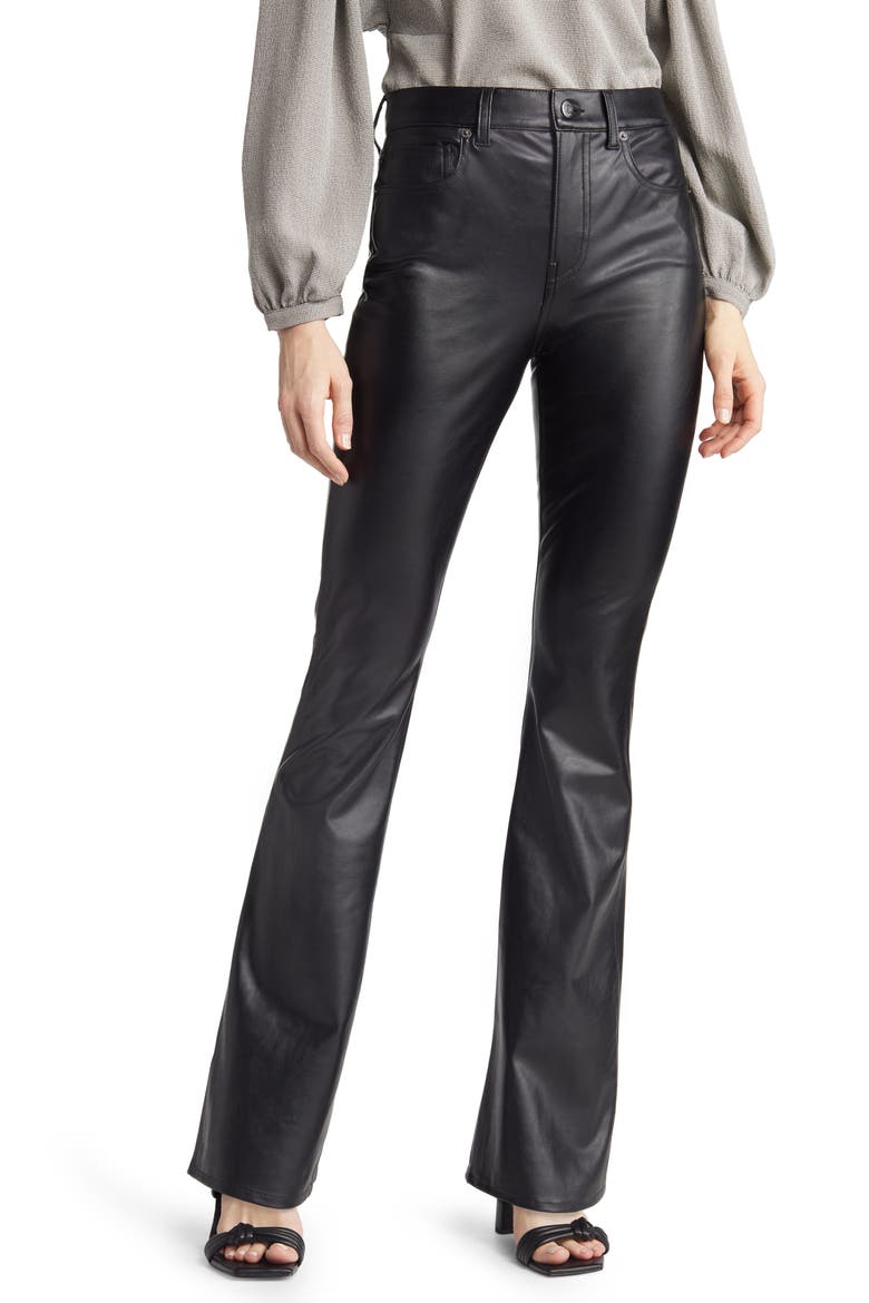 Beverly Coated High Waist Skinny Flare Jeans, Main, color, BLACK