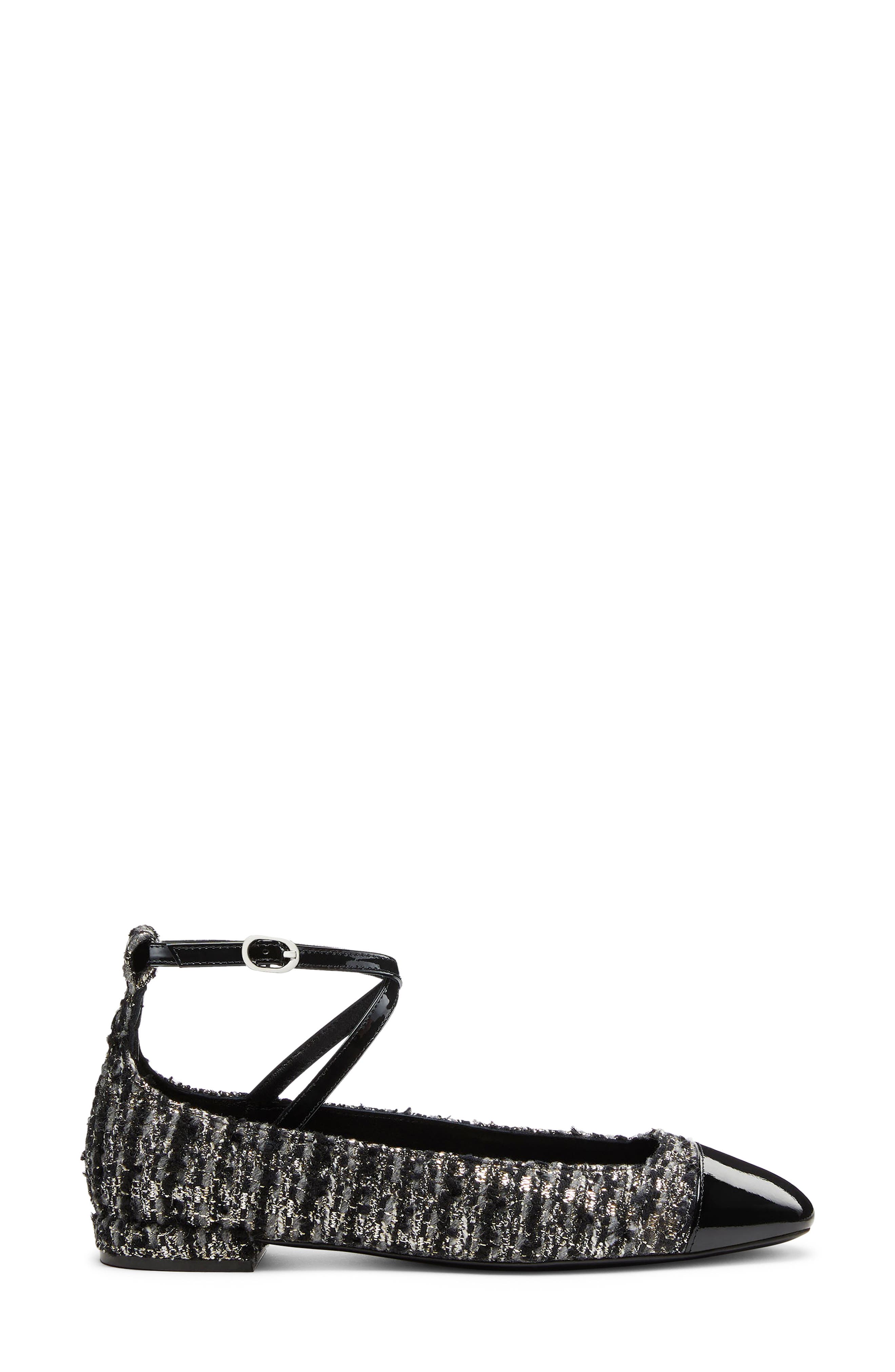 Stuart Weitzman Eden Strap Flat, Alternate, color, Black