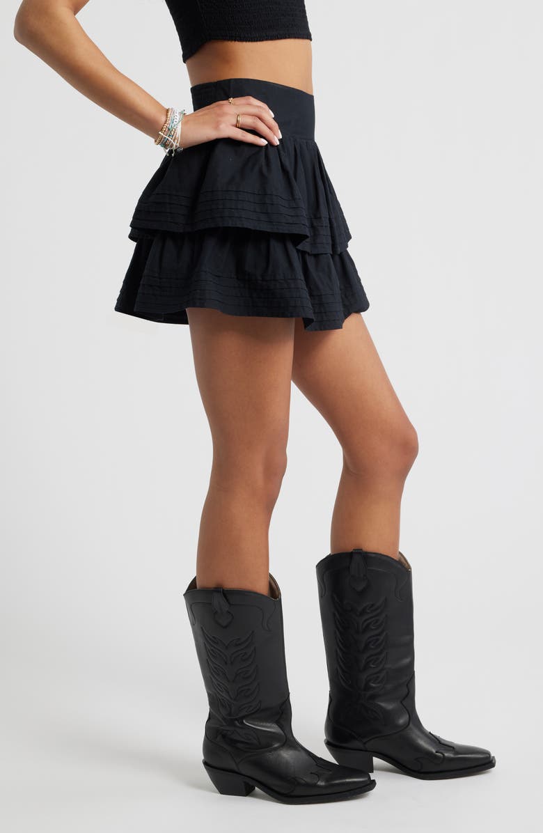 BP. Tiered Ruffle Cotton Miniskort, Alternate, color, Black