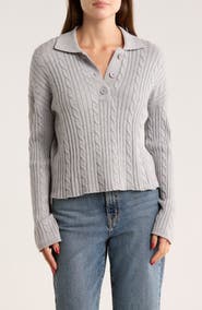RDI Cable Knit Crop Polo Sweater