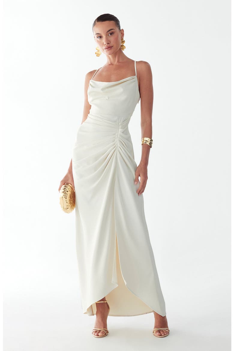 Eliza Draped Maxi Dress, Alternate, color, Off White