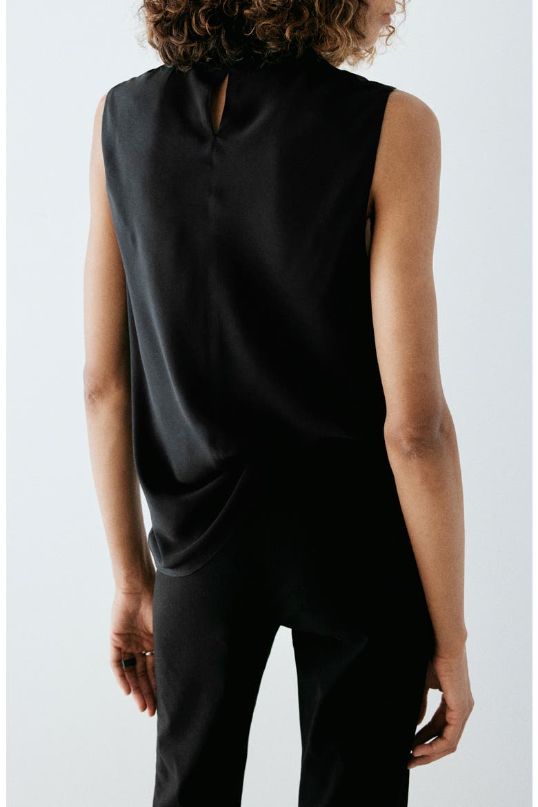 Georges Draped Neck Tank, Alternate, color, BLACK