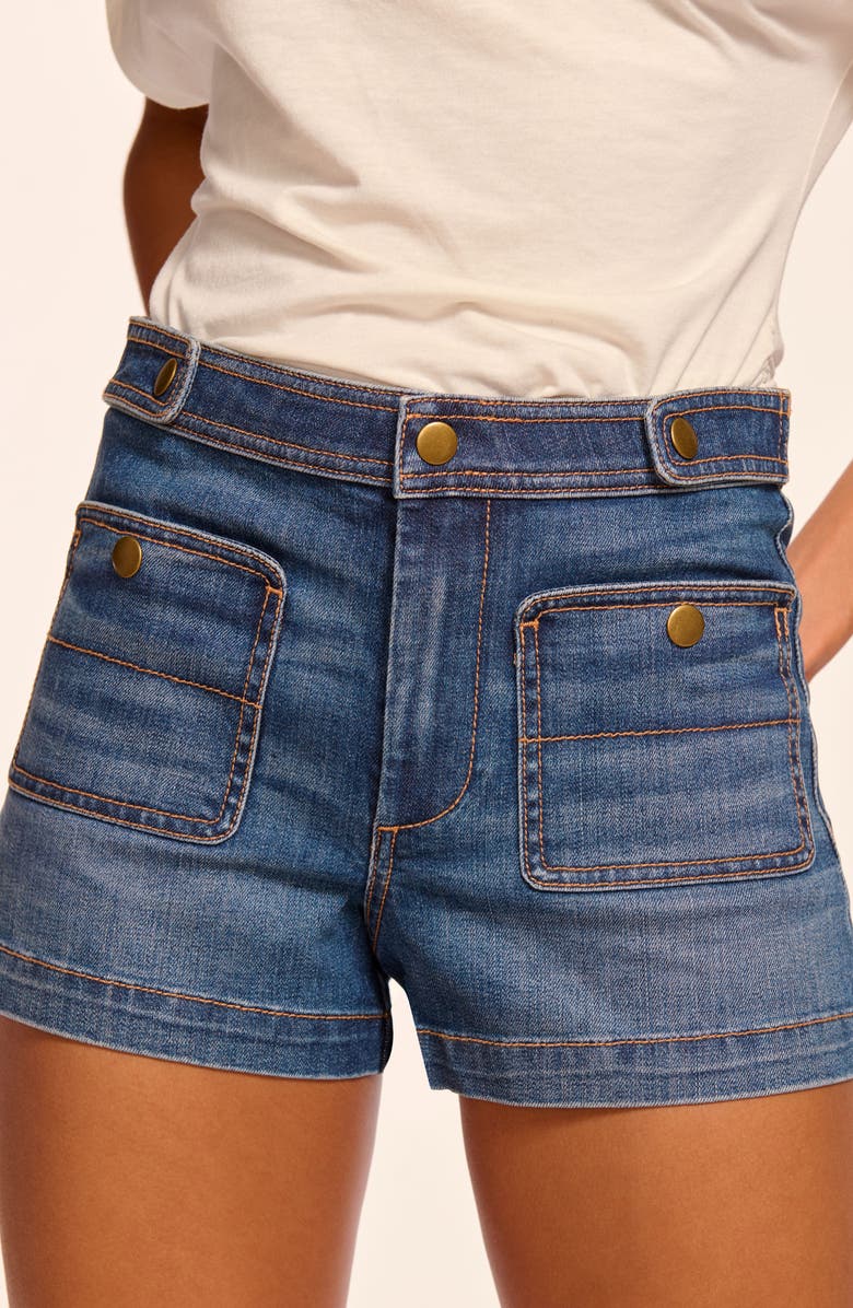 Ramy Brook Gemma High Waist Denim Shorts, Alternate, color, Medium Wash