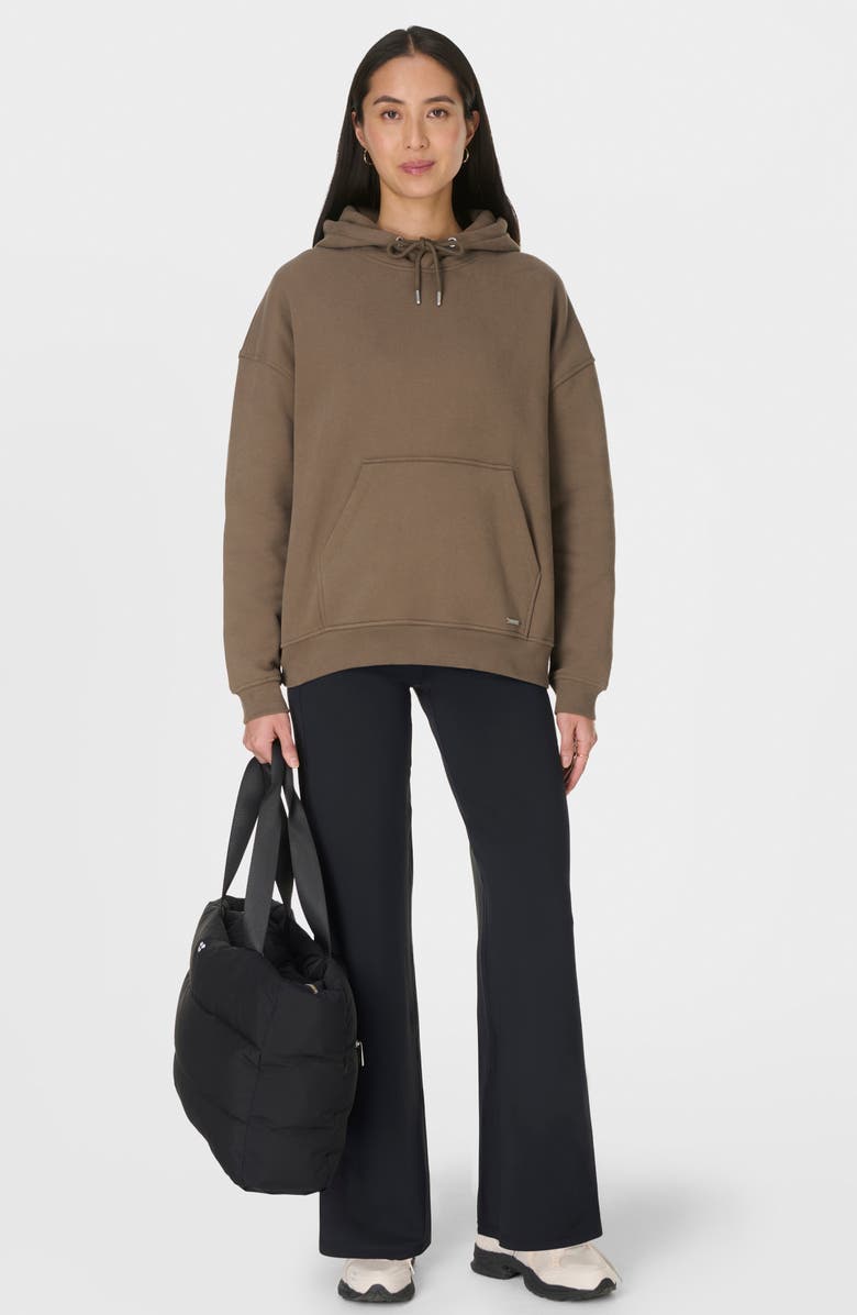 Sweaty Betty Premium Brushed Cotton Fleece Hoodie, Alternate, color, Dark Timber Brown