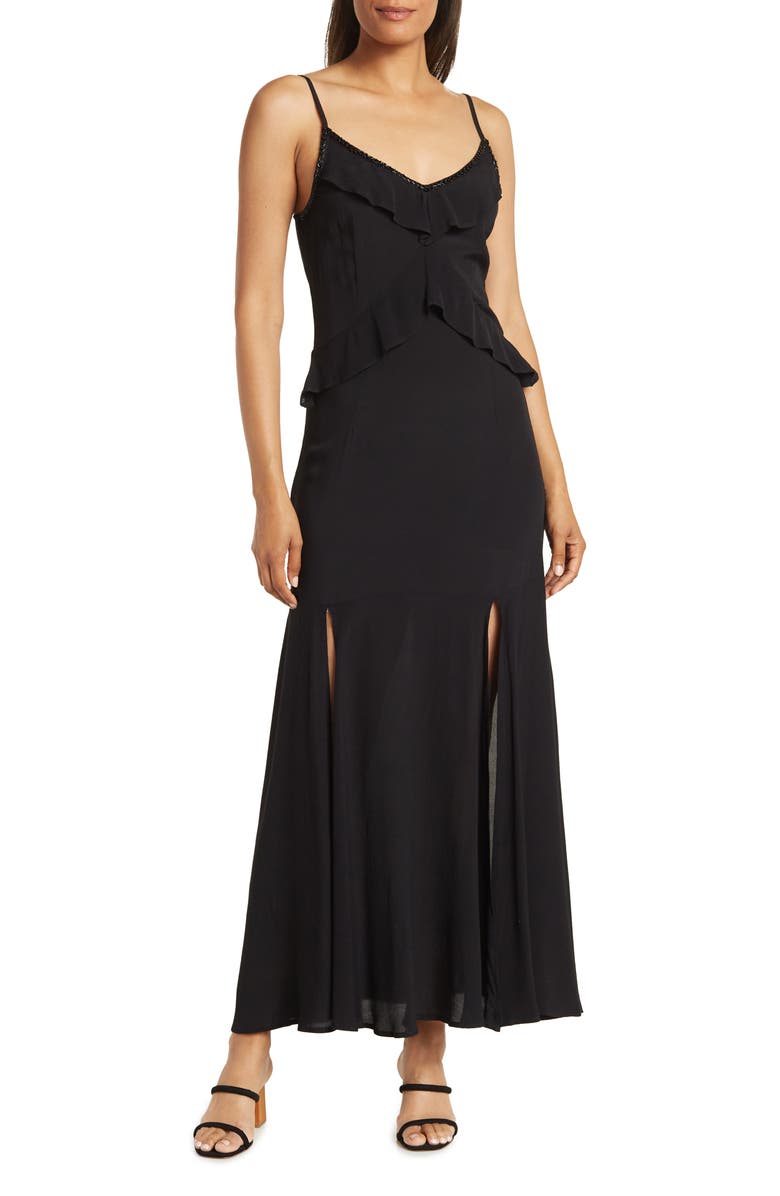 Lovestitch Beaded Crepe Maxi Dress, Main, color, 
