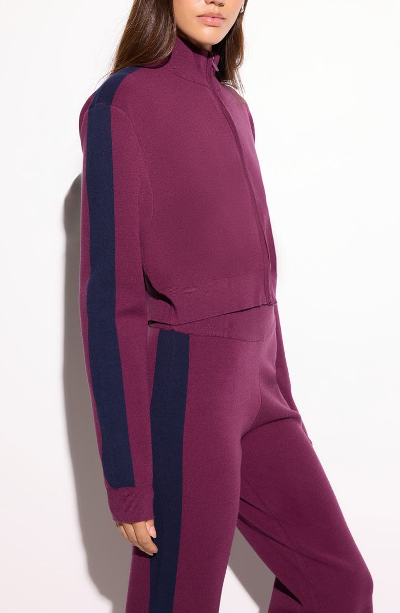 Spiritual Gangster Blake Jacquard Knit Wide Leg Pants, Alternate, color, Dark Dahlia