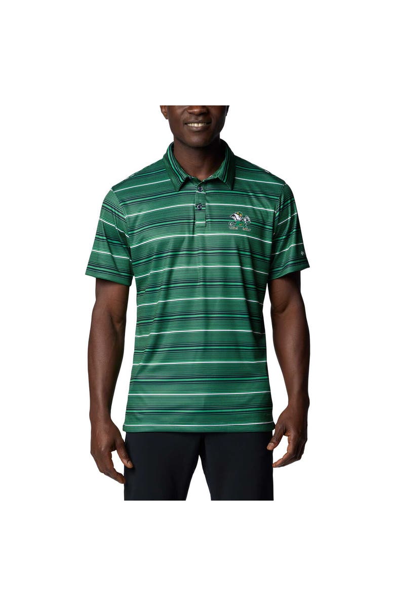 Columbia Men's Columbia Green Notre Dame Fighting Irish PFG Super Terminal Tackle<sup>™</sup> Omni-Shade<sup>™</sup> Stripe Polo, Alternate, color,