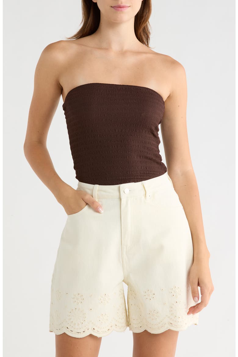 Textured Long Tube Top, Main, color, CHOCOLATE