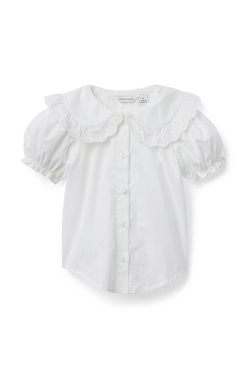 Janie And Jack Lace Trim Collar Top In White