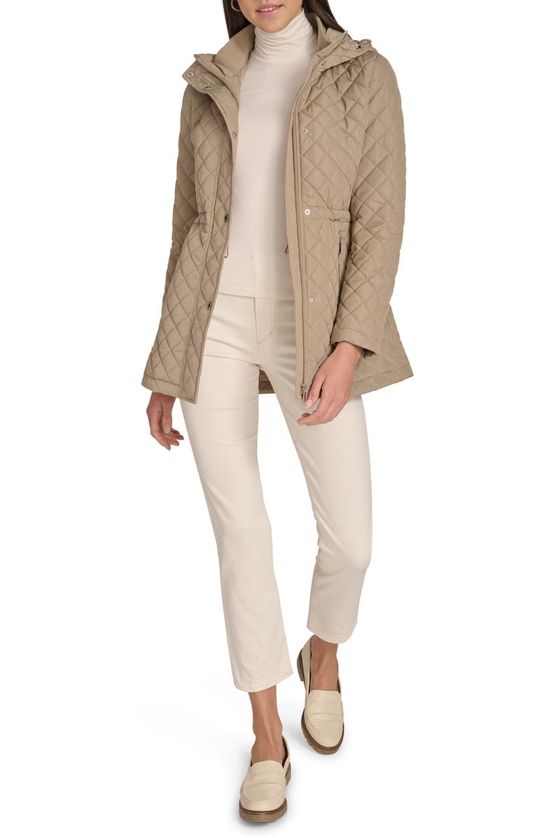 Calvin Klein Diamond Quilted Hooded Jacket, Alternate, color, Birch