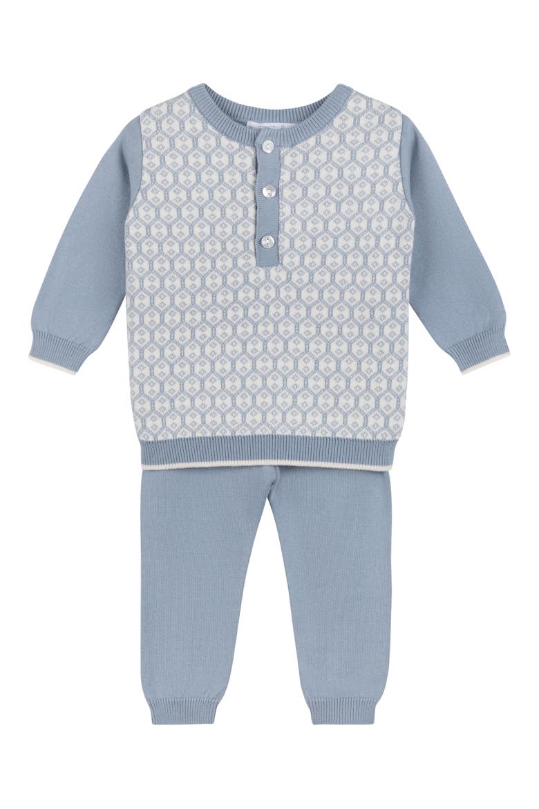 Cotton Diamond Jacquard Sweater & Pants Set, Main, color, VINTAGE BLUE