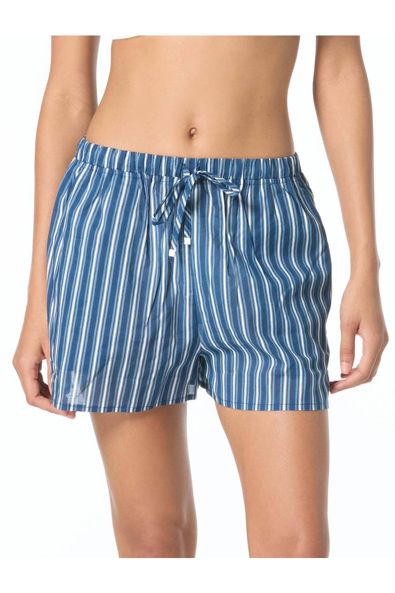 Marina Stripe Coverup Shorts Swim, Alternate, color, River Blue