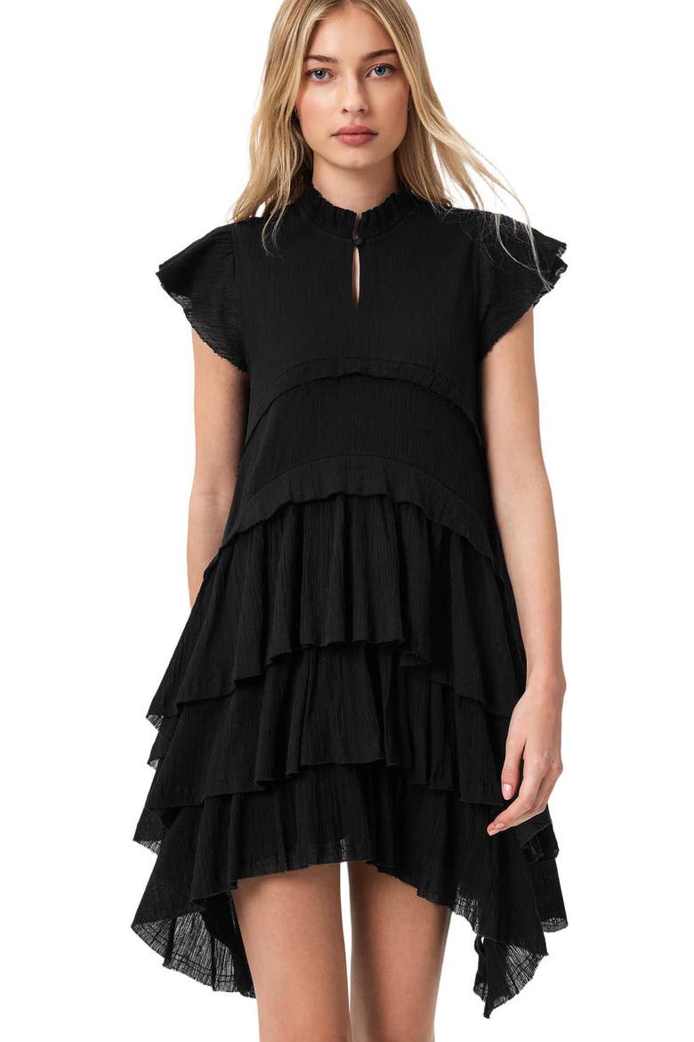 Cavalry Layered Ruffle High-Low Dress, Alternate, color, BLACK