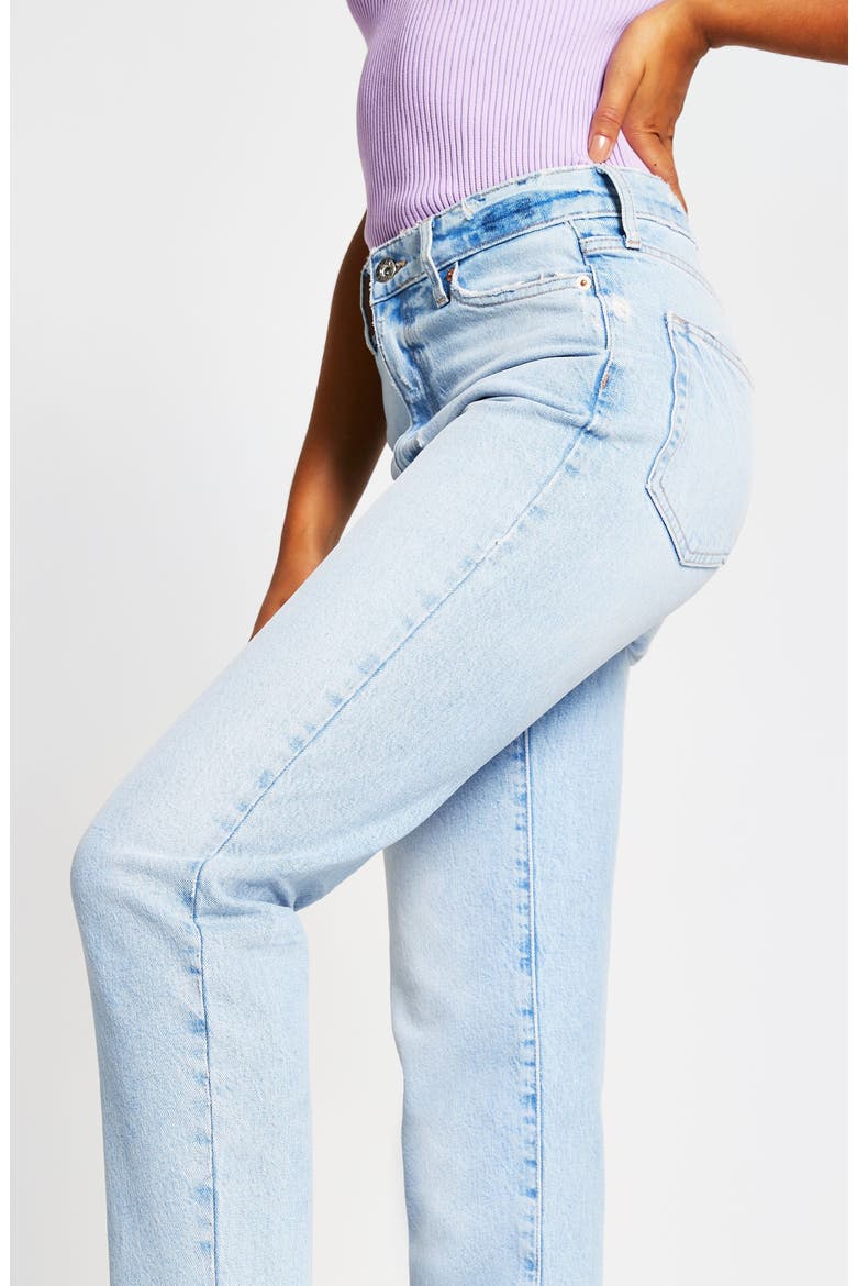 Blair Frayed High Waist Straight Leg Jeans, Alternate, color, LIGHT DENIM